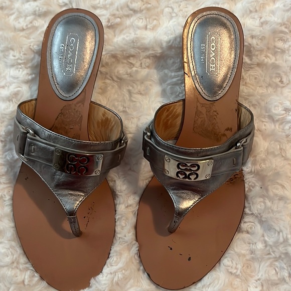 Coach Shoes - Coach silver sandals
